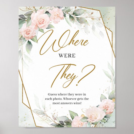 Blush greenery and gold lijst Waar waren ze? Poster (Voorkant)