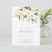 Blush greenery Baby shower Brunch uitnodiging (Staand voorkant)