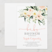 Blush greenery Baby shower Brunch uitnodiging (Voorkant / Achterkant)