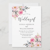 Blush & Greenery: Waterverf Floral Wedding Kaart (Voorkant)