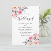 Blush & Greenery: Waterverf Floral Wedding Kaart (Staand voorkant)