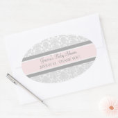 Blush Grey Damask Baby shower Favor Stickers (Envelop)