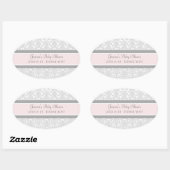 Blush Grey Damask Baby shower Favor Stickers (Vel)