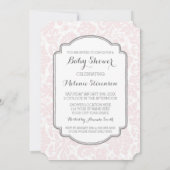 Blush Grey Damask Custom Baby Shower Invitaties Kaart (Achterkant)