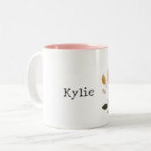 Blush Grey Oranje Butterfly Tweekleurige Koffiemok (Voorkant links)