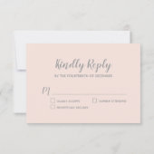 Blush Grey Snowflake Hiver Mariage Carte RSVP (Dos)