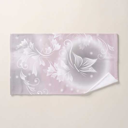 Blush Grey White Floral Fantasy Bad Handdoek (Handdoek)