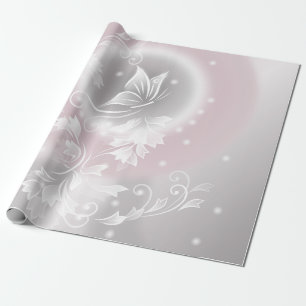 Blush Grey White Floral Fantasy Cadeaupapier