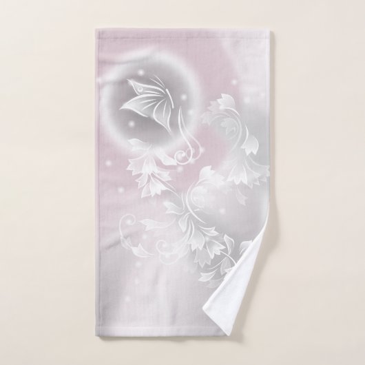 Blush Grey White Floral Fantasy Handdoek (Handdoek)