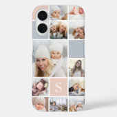 Blush & grijze fotocollage & monogram Case-Mate iPhone case (Achterkant)