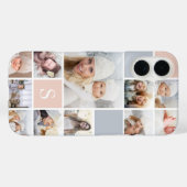 Blush & grijze fotocollage & monogram Case-Mate iPhone case (Achterkant (horizontaal))