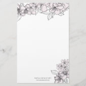 Blush Hand Getrokken Bloemen Botanische Stationery Briefpapier (Voorkant)