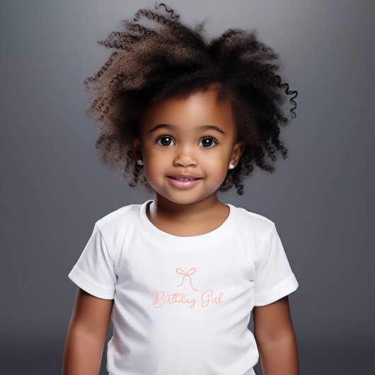 Blush Handgetekende Boog Meisje Verjaardag Kinder Shirts