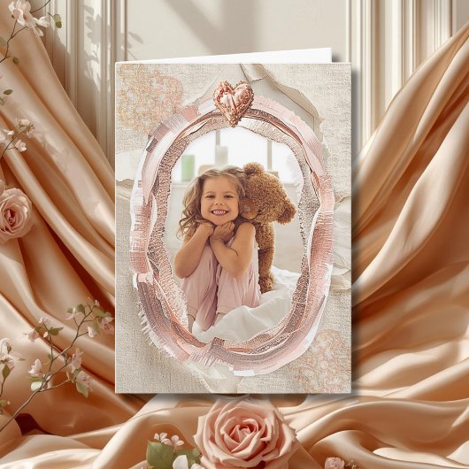 Blush Heirloom Heart Photo Frame Loving Kaart