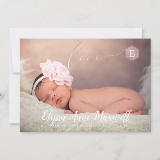 Blush Honeypeb, Faire-part de naissance+Merci (Devant)