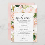 Blush hortensia bruiloft welkom routebeschrijving  programma (Voorkant / Achterkant)