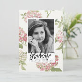 Blush Hortensia Foto afstuderen Kaart (Staand voorkant)
