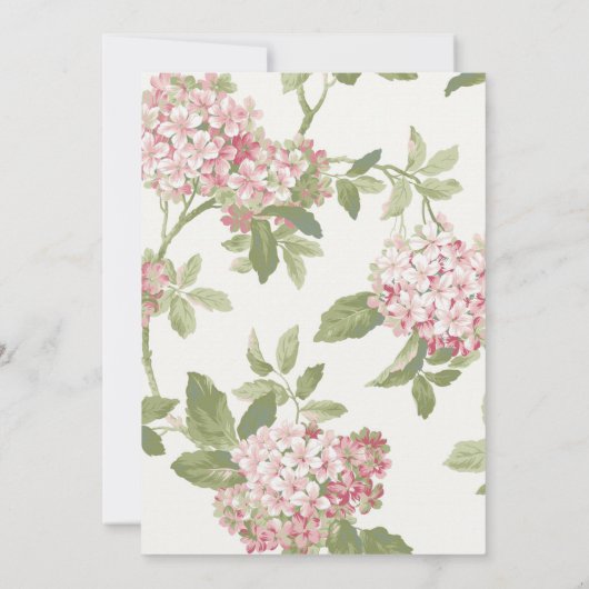 Blush Hortensia Fotobruiloft Bewaar de datumkaart Bedankkaart (Achterkant)