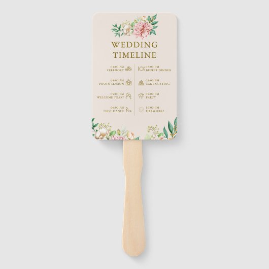Blush Hortensia Wedding Program Hand Fan Handwaaier (Achterkant)