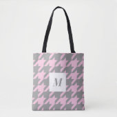 Blush Houndstooth Monogrammed Canvas tas (Voorkant)