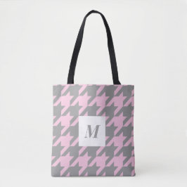 Blush Houndstooth Monogrammed Canvas tas