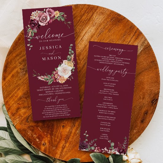 Blush Huwelijksprogramma Rustiek Land Boho Programma