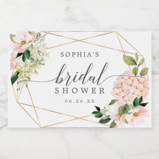 Blush Hydrangea Vrijgezellenfeest Mousserende Wijn Sparkling Wijnetiket (Enkel label)