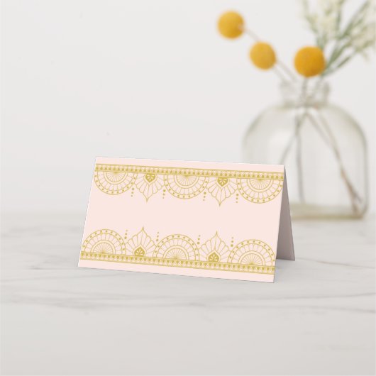 Blush Indian Escort Place Card | Goudkalligrafie (Achterkant)