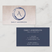 BLUSH INK BLUE BRUSH MARK CIRCLE LOGO MONOGRAM VISITEKAARTJE (Voorkant / Achterkant)