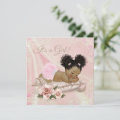 Blush Ivoor Afro-Amerikaans Baby shower Kaart (Staand voorkant)