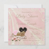 Blush Ivoor Afro-Amerikaans Baby shower Kaart (Achterkant)