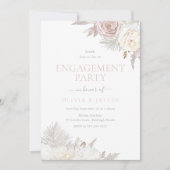 Blush & Ivory Bloemen Verlovingsfeest Kaart (Voorkant)