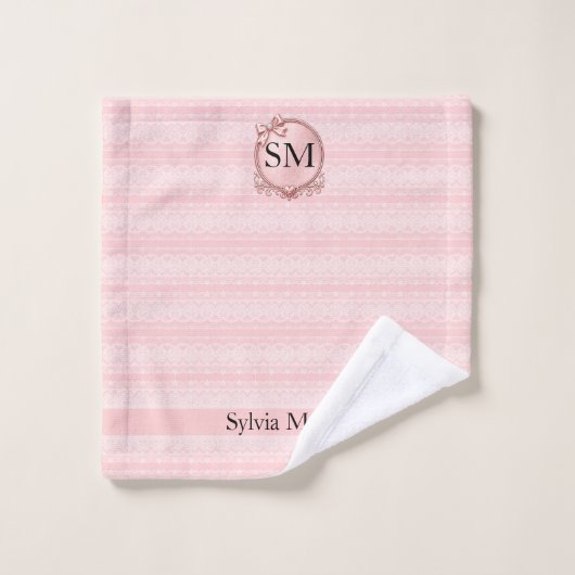 Blush Kant Monogram Washandje (Wasdoekje)