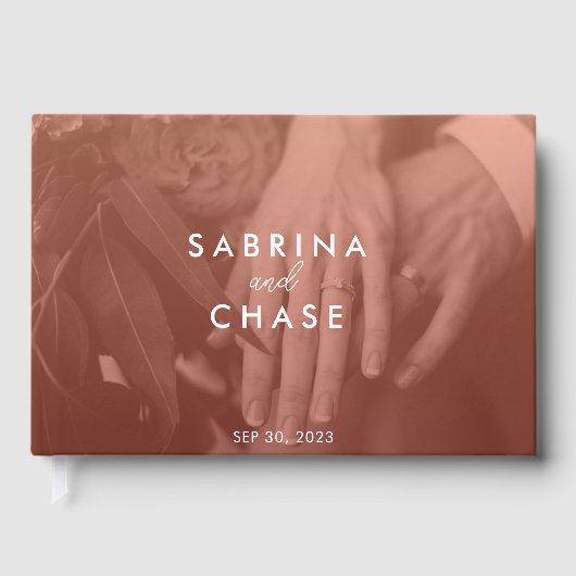 Blush Kleur Overlay Foto Bruiloft Gastenboek (Voorkant)