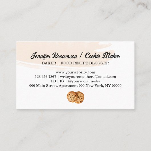 Blush koekjes snoepjes koekjes bakkerij desserts visitekaartje (Achterkant)
