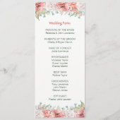 Blush Koraal Waterverf Bloemen Trouwprogramma's Programma (Achterkant)