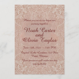 Blush Lace Elegant Wedding Invitation Kaart
