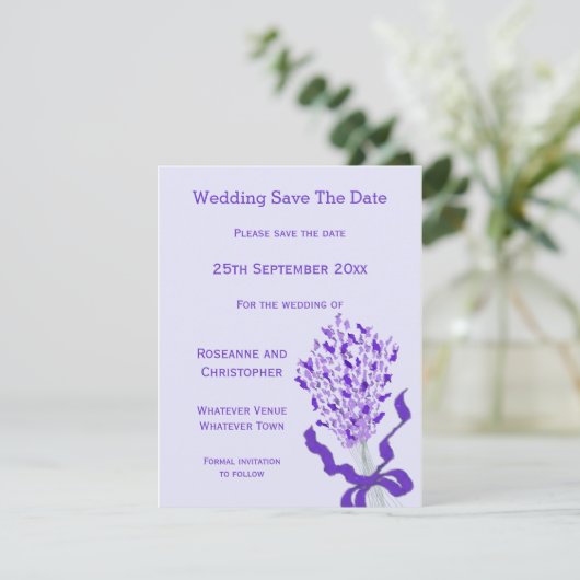 Blush Lavendel Bruiloft Save The Date (Staand voorkant)