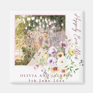 Blush Lavendel Paarse bloemen gelukkig ooit daarna Magneet