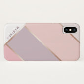 Blush & Lavender Roos Gold Geometric Angled Stripe Case-Mate iPhone Case (Achterkant (horizontaal))
