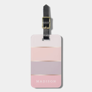 Blush & Lavender Roos Gold Wide Stripes Bagagelabel