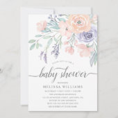 Blush Lavender Waterverf Floral Girl Baby shower Kaart (Voorkant)