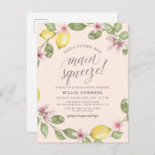 Blush | Lemon Wreath Main Squeeze Vrijgezellenfees Uitnodiging Briefkaart (Voorkant / Achterkant)