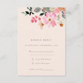 Blush Liefroze Waterverf Floral Weddenschap RSVP Informatiekaartje (Voorkant)