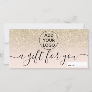 Blush light glitter logo gift certificate
