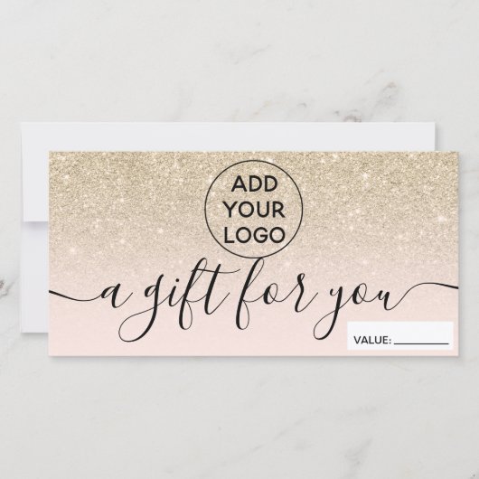 Blush light glitter logo gift certificate (Voorkant)