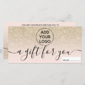 Blush light glitter logo gift certificate (Voorkant / Achterkant)