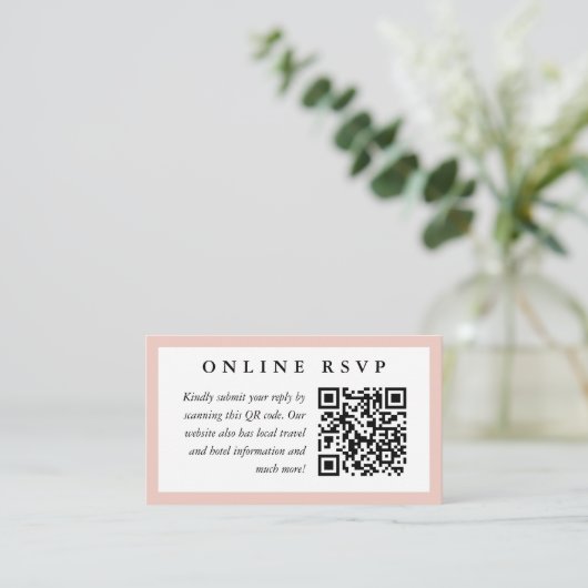 Blush Lijst Online Weddenschap RSVP met QR-code Informatiekaartje (Staand voorkant)