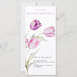 Blush Lila Paarse Bloemen Waterverf Tulpen