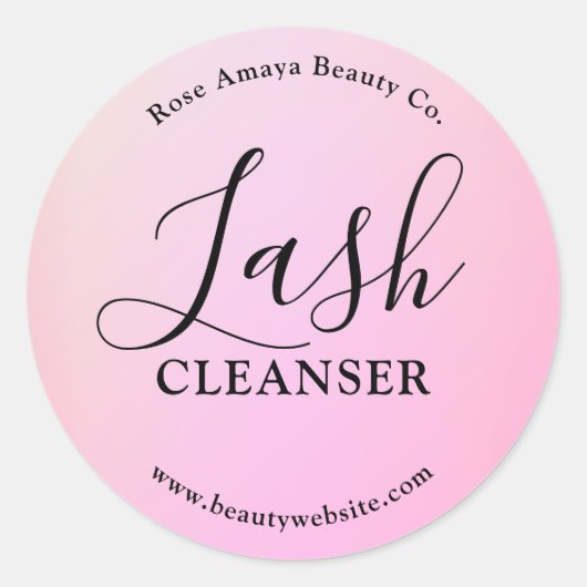 Blush Lilac Lash Reiniger Shampoo Productlabel Ronde Sticker (Voorkant)